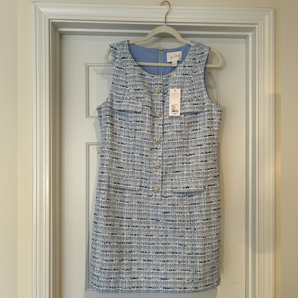 Lilly Pulitzer Bindy Shift Romper in Bonaire Blue Coastal Vibes Boucle